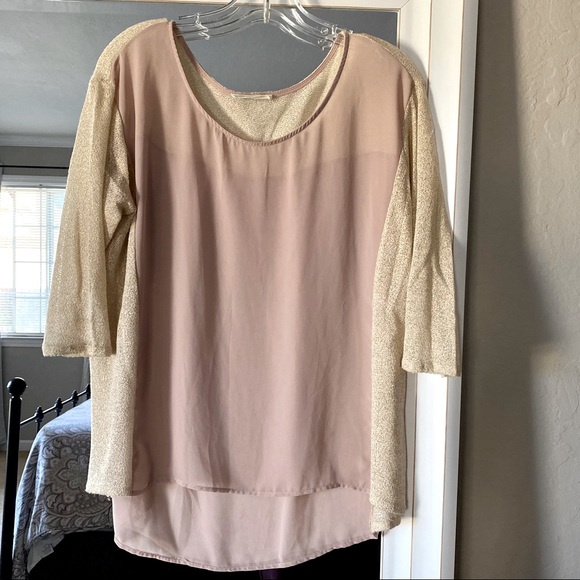 Lush Rose Gold sheer and Gold Panel top - Picture 1 of 10